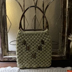 Jute Purse with Plastic Handles and Large Beads that are Plastic